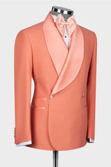 Lawrence Refined Coral Shawl Lapel Double Breasted Wedding Suit