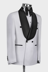 Lee Dashing White Shawl Lapel Double Breasted Wedding Suit