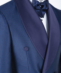 Len Chic Navy Double-Breasted Two-Piece Shawl Collar Wedding Suit