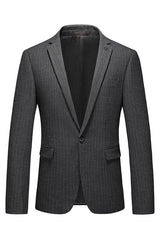 Lennon Chic Gray Peak Lapel Striped Business Ensemble for Men