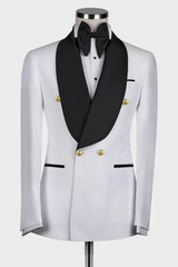 Lennon Latest White Shawl Lapel Double Breasted Wedding Suit