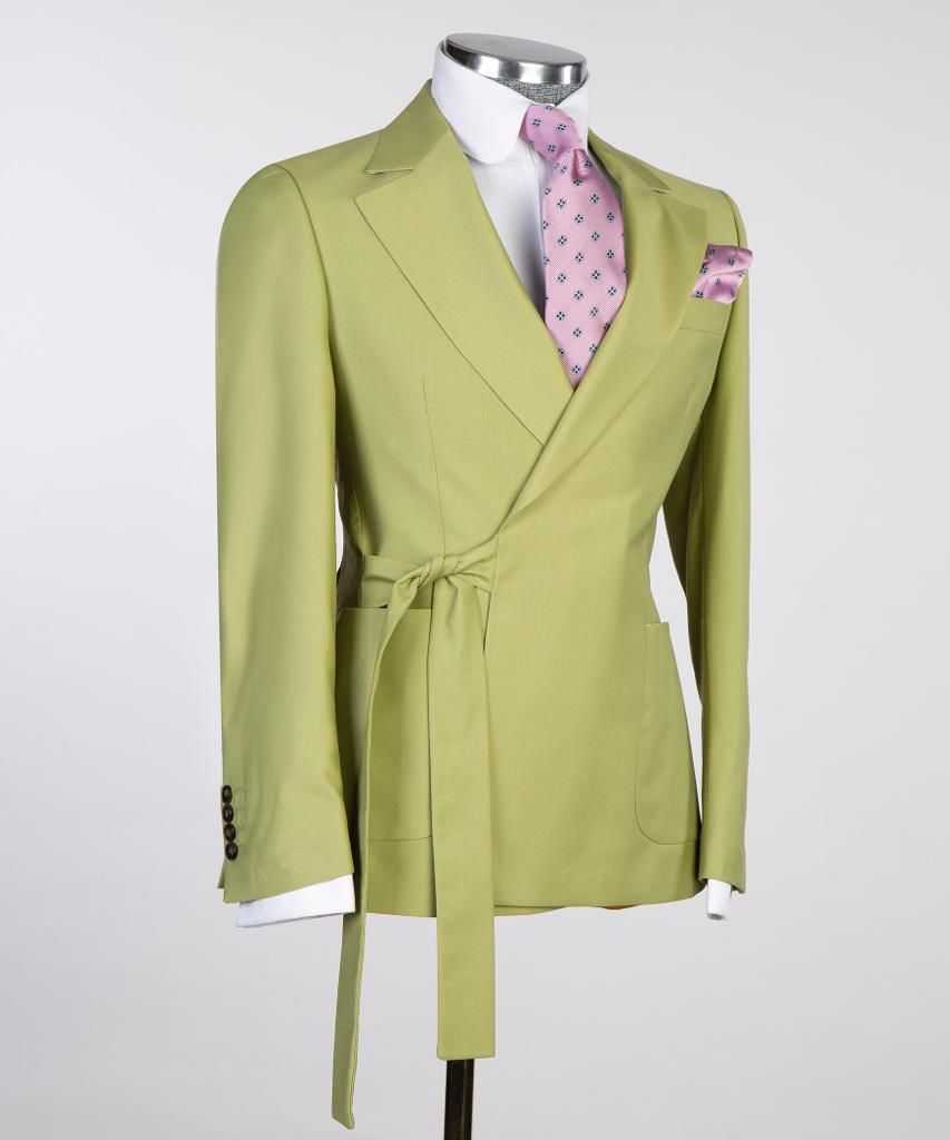 Leo Green Notched Lapel Snug Fit Two-Piece Prom Suit