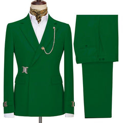 Liam Latest Dark Green Notched Lapel Men’s Business Suits