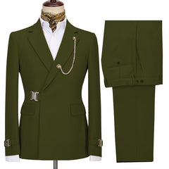 Liam Latest Pure Green Notched Lapel Men’s Business Suits