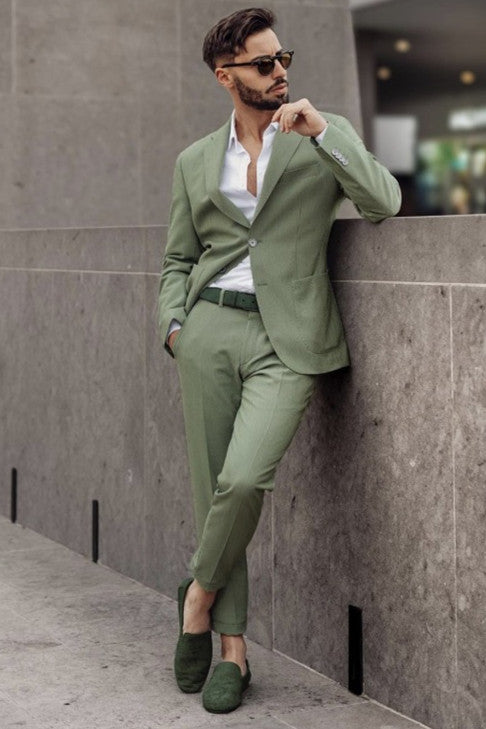 Lime Green Fashionable Slim Fit Custom Men’s Prom Suit