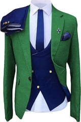 Lionel Chic Green Notched Lapel Three-Piece Prom Suit