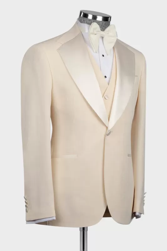 Lionel Trendy Champagne Notched Lapel Three-Piece Prom Suit