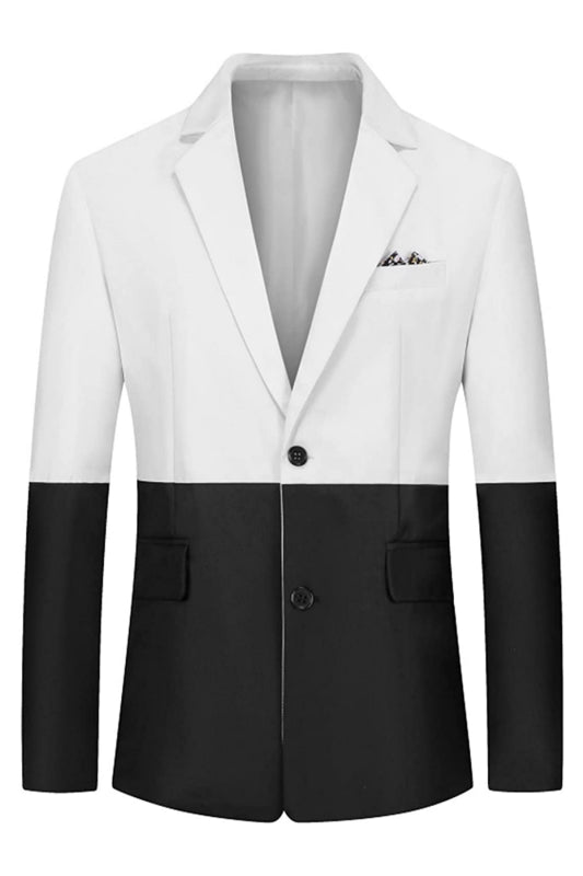 Lloyd Black And White Notched Lapel Two Piece Elegant Prom Suit