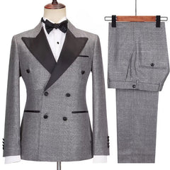 Luther Stylish Dark Gray Peak Lapel Double Breasted Business Suit