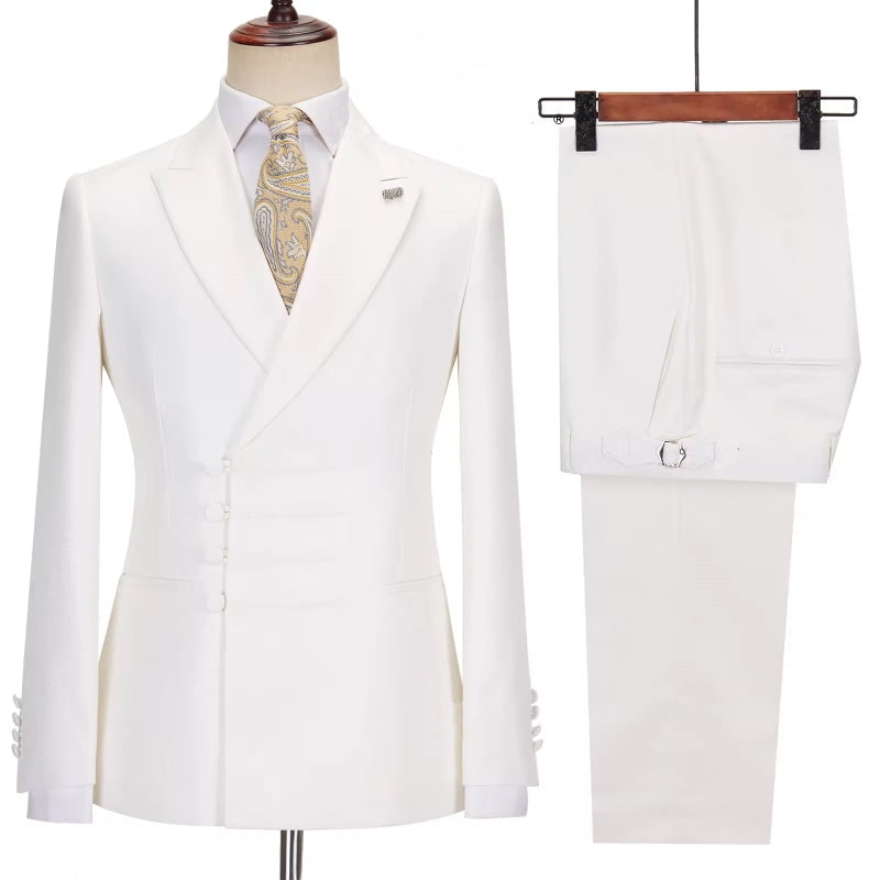 Lyle Elegant White Peak Lapel Custom Prom Suit