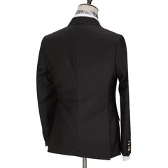 Lyndon Traditional Black Peak Lapel Double Breasted Prom Suit