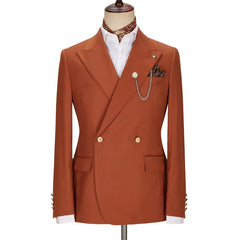 Magee Elegant Brown Peak Lapel Double Breasted Prom Suit