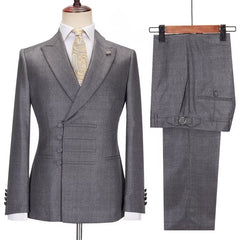 Maggie Classic Gray Peak Lapel Custom Business Suit