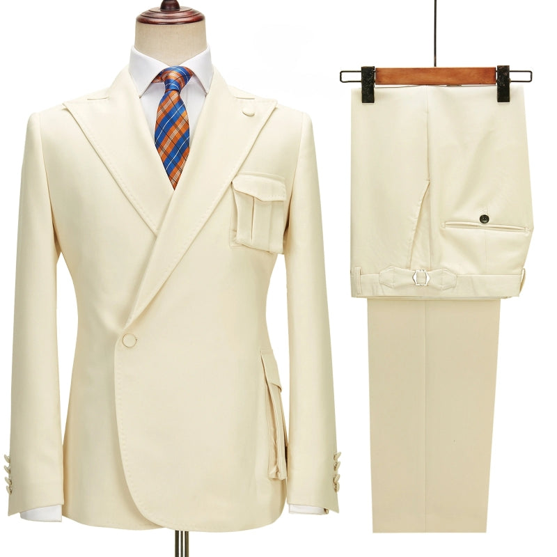 Marcus Stylish Champagne Peak Lapel Simple Prom Suit