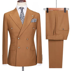 Marlon Dashing Brown Peak Lapel Double Breasted Prom Suit