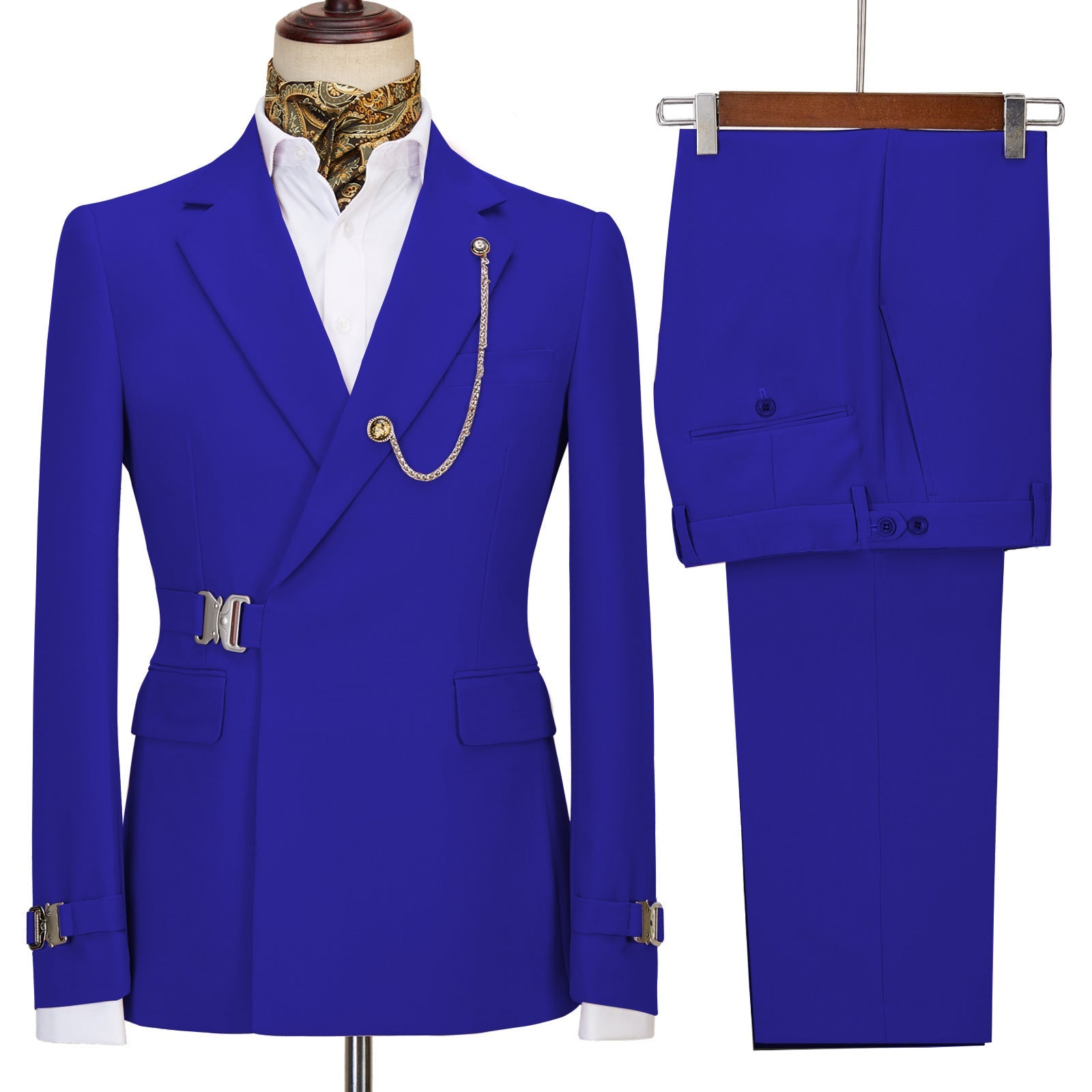 Marshaii Chic Royal Blue Notched Lapel Men's Prom Suit