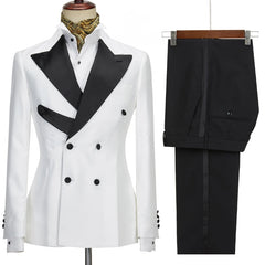 Marshall Fashionable White Peak Lapel Double Breasted Prom Suit