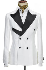 Marshall Fashionable White Peak Lapel Double Breasted Prom Suit