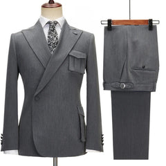 Marvin Formal Gray Peak Lapel Custom Prom Suit