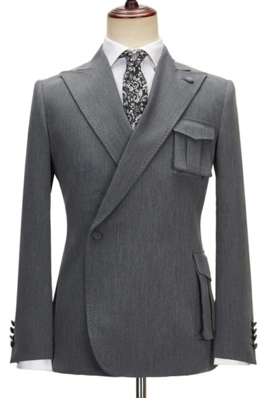 Marvin Formal Gray Peak Lapel Custom Prom Suit