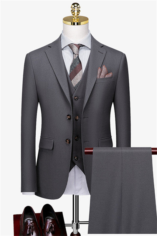 Matthew Formal Gray Three-Piece Fashion Business Suit