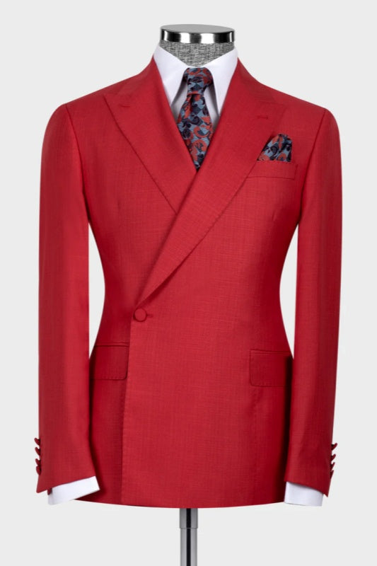 Maximilian Crimson Peaked Lapel Wedding Men's Suit