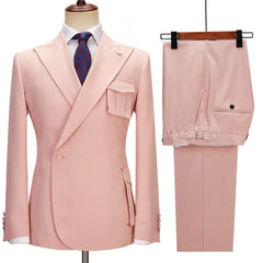 Maximilian Sophisticated Pink Peak Lapel Custom Prom Suit