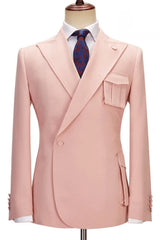 Maximilian Sophisticated Pink Peak Lapel Custom Prom Suit