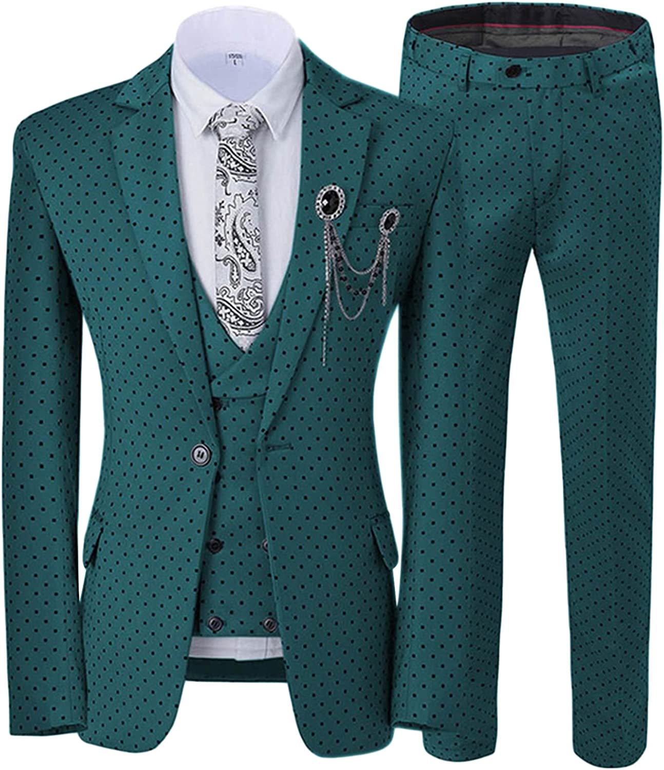 Maxwell Dark Jade Notched Lapel Three Piece Bespoke Prom Suite