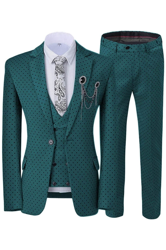 Maxwell Dark Jade Notched Lapel Three Piece Bespoke Prom Suite