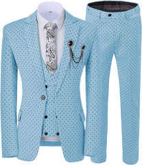 Maynard Sky Blue Notched Lapel Three Piece Stylish Prom Suit