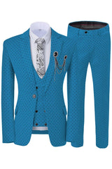 Merle Blue Notched Lapel Three-Piece Close-Fitting Prom Suit For Men