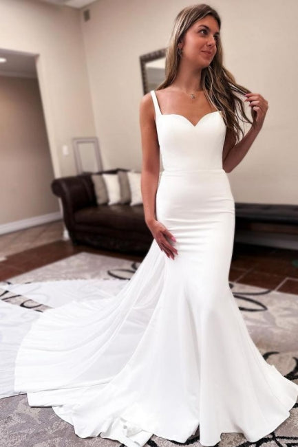 Mermaid Sweetheart Floor-Length Sleeveless Stain Prom Dresses with Ruffles