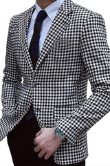 Michael Custom Black Notched Lapel Plaid Slim Fit Prom Suit