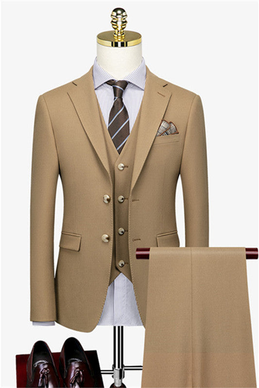 Michael Fashion Champagne Bespoke Three-Piece Business Suit For Men