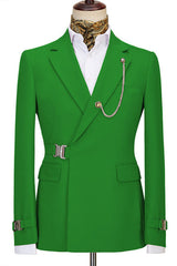 Michael Modern Green Notched Lapel Men's Prom Suit