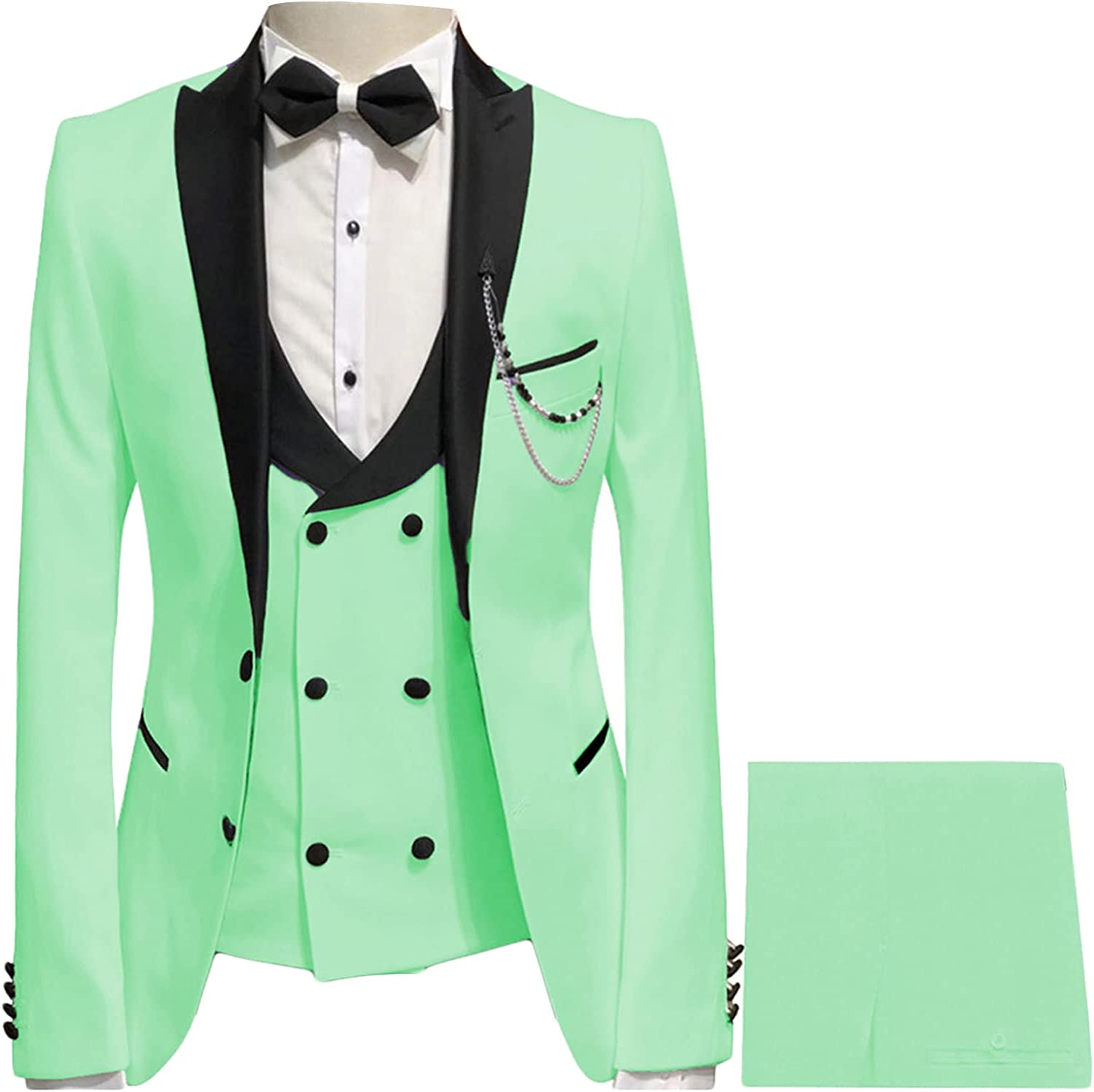 Milo Light Green Peaked Lapel Modern Three-Piece Prom Suit