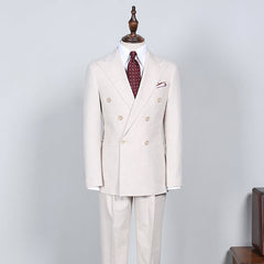 Milo Simple White Peak Lapel Double Breasted Custom Business Suit