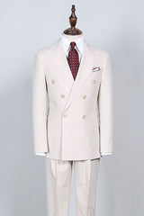 Milo Simple White Peak Lapel Double Breasted Custom Business Suit