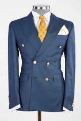 Morgan New Design Navy Peak Lapel Double Breasted Bespoke Men’s Suits