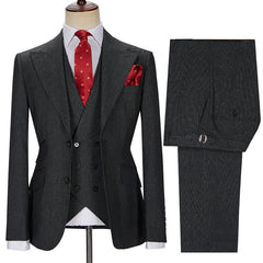 New Formal Black Three Pieces Peak Lapel Men’s Business Suit