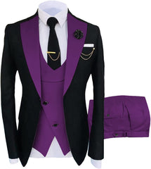 Newman Purple Shawl Lapel Three-Piece Custom Prom Suit