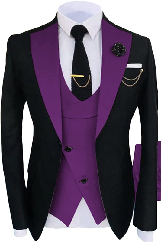 Newman Purple Shawl Lapel Three-Piece Custom Prom Suit