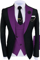 Newman Purple Shawl Lapel Three-Piece Custom Prom Suit