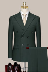 Nicholas Dark Green Trendy Double Breasted Men's Suit For Prom