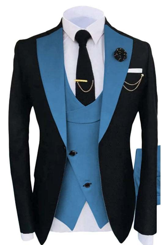 Nick Stylish Blue Shawl Lapel Three-Piece Prom Attire for Men