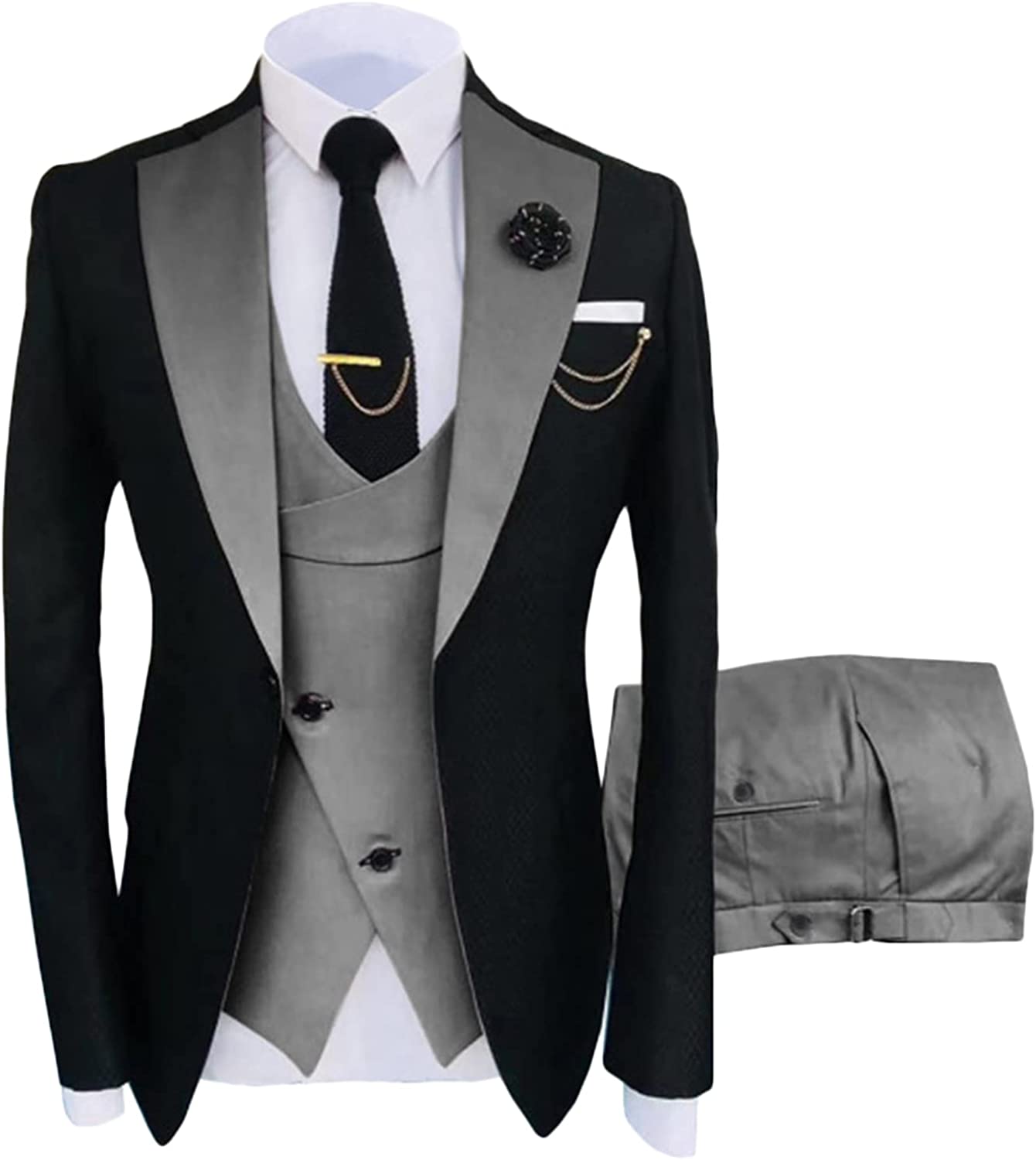 Nolan Latest Gray Shawl Lapel Three-Piece Prom Suit