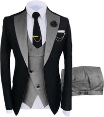 Nolan Latest Gray Shawl Lapel Three-Piece Prom Suit