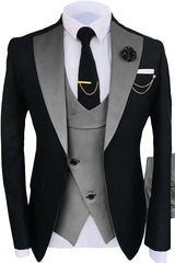 Nolan Latest Gray Shawl Lapel Three-Piece Prom Suit