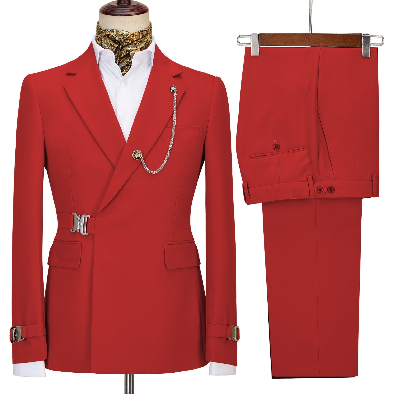 Norberto Chic Red Notched Lapel Prom Attire For Men